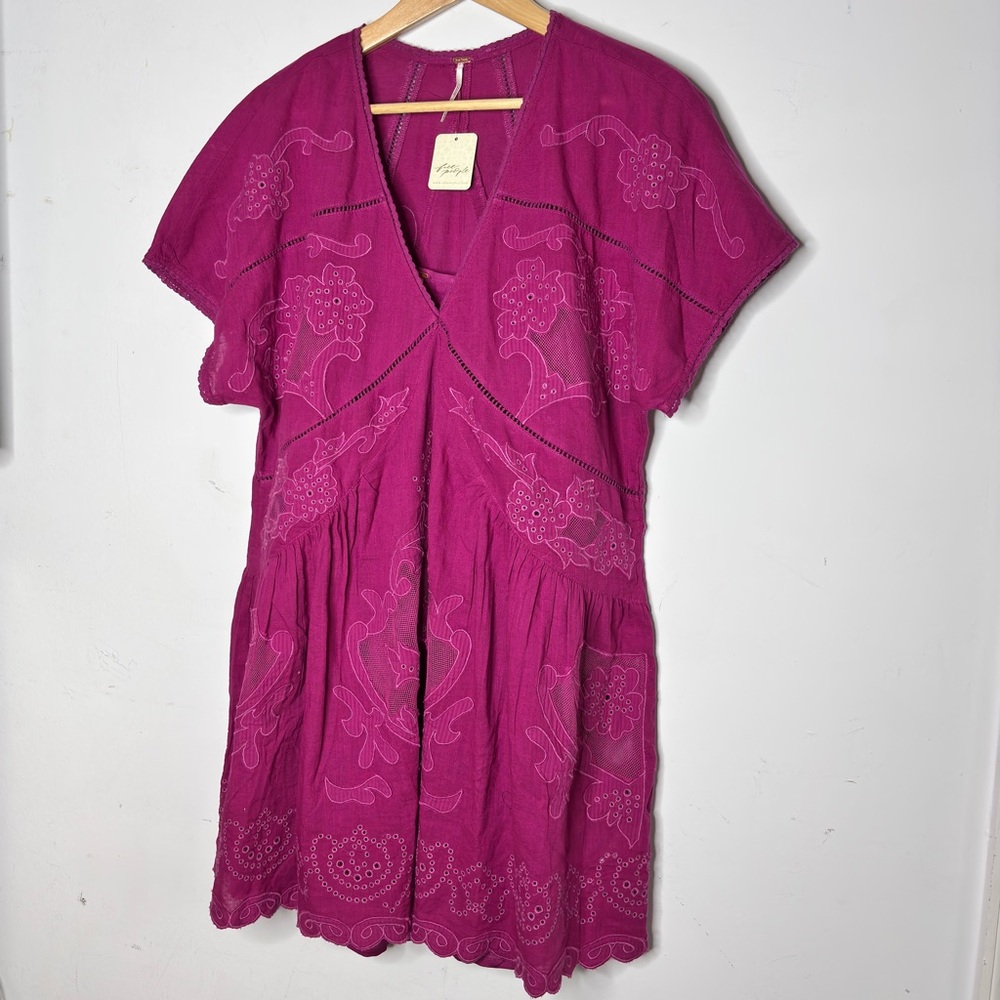 Free‎ People Short Sleeve Serenity Dress in Fuchsia Dragonfruit Punch Size M NWT - Picture 14 of 15